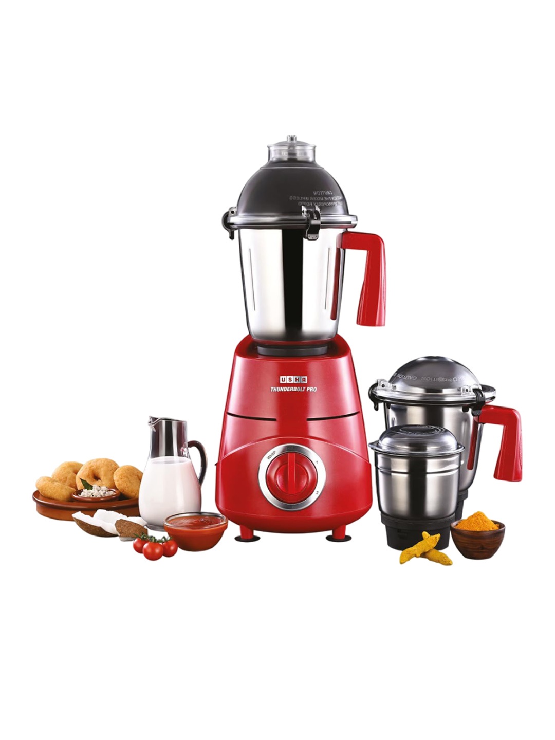 

Usha 3-Pcs Red Thunderbolt Pro Juicer Mixer Grinder 1000 W