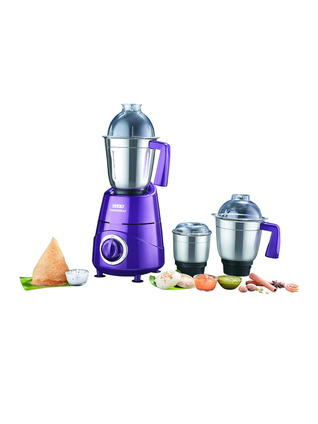 

Usha Thunderbolt Magenta Copper Motor Mixer Grinder with 3 Jars-800w