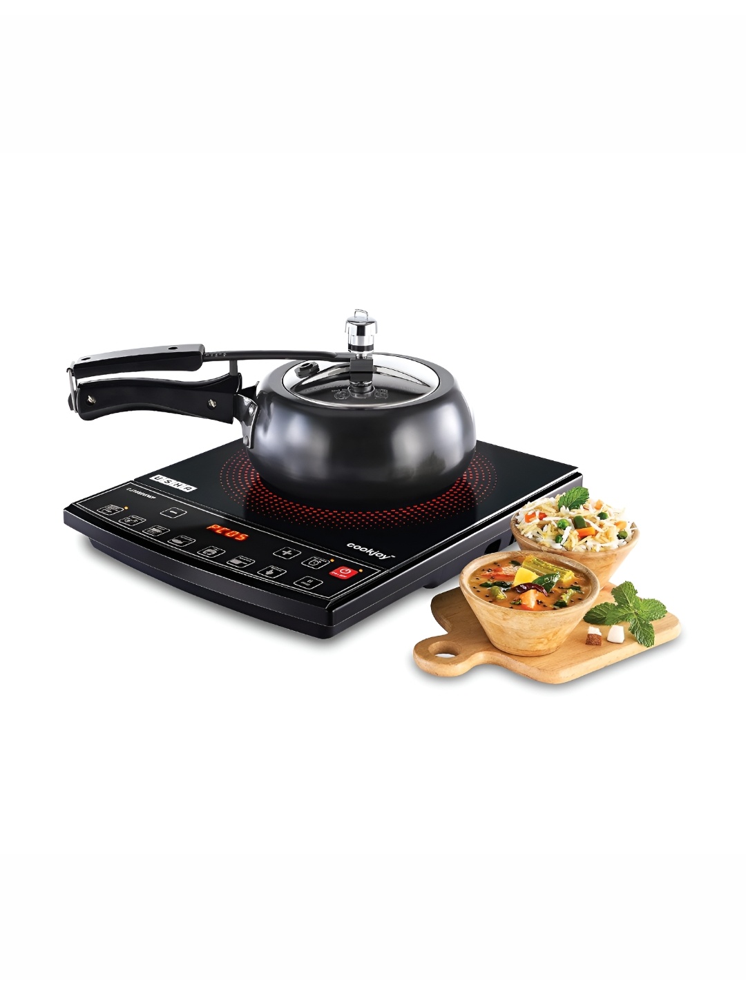 

Usha Black Aluminium Induction 1600 Watts Pressure Cooker