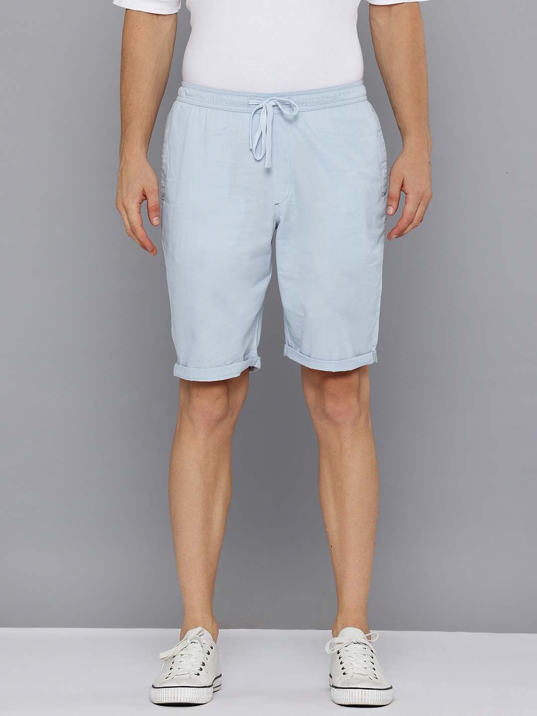 

Indian Terrain Men Pure Cotton Regular Shorts, Blue