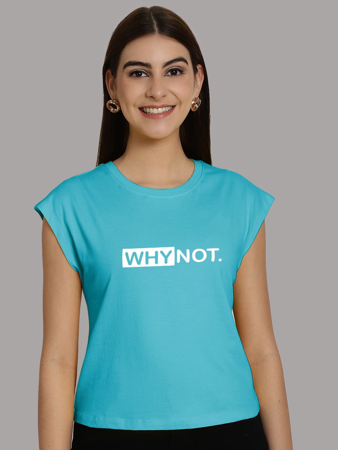 

Friskers Typography Printed Extended Sleeves Cotton Regular T-shirt, Turquoise blue