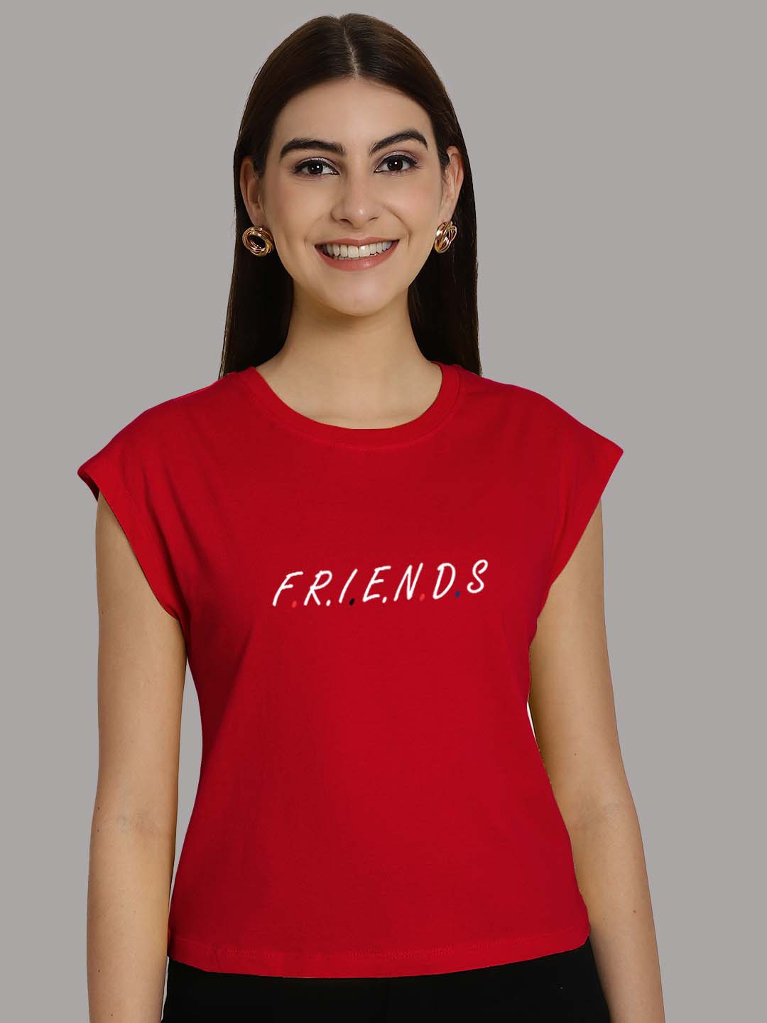 

Friskers Typography Printed Extended Sleeves Pure Cotton Regular T-shirt, Red