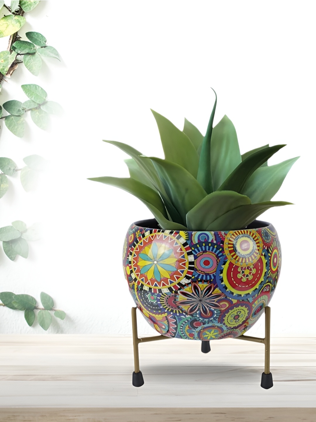 

Cinagro Blue & Red Mandala Design Planter Pot With stand