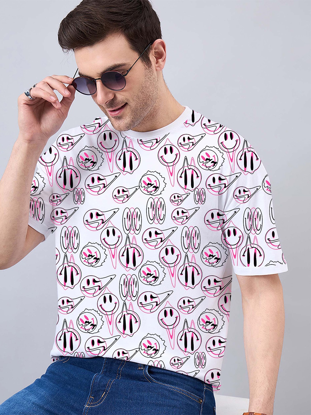 

GESPO Conversational Printed Cotton T-shirt, White