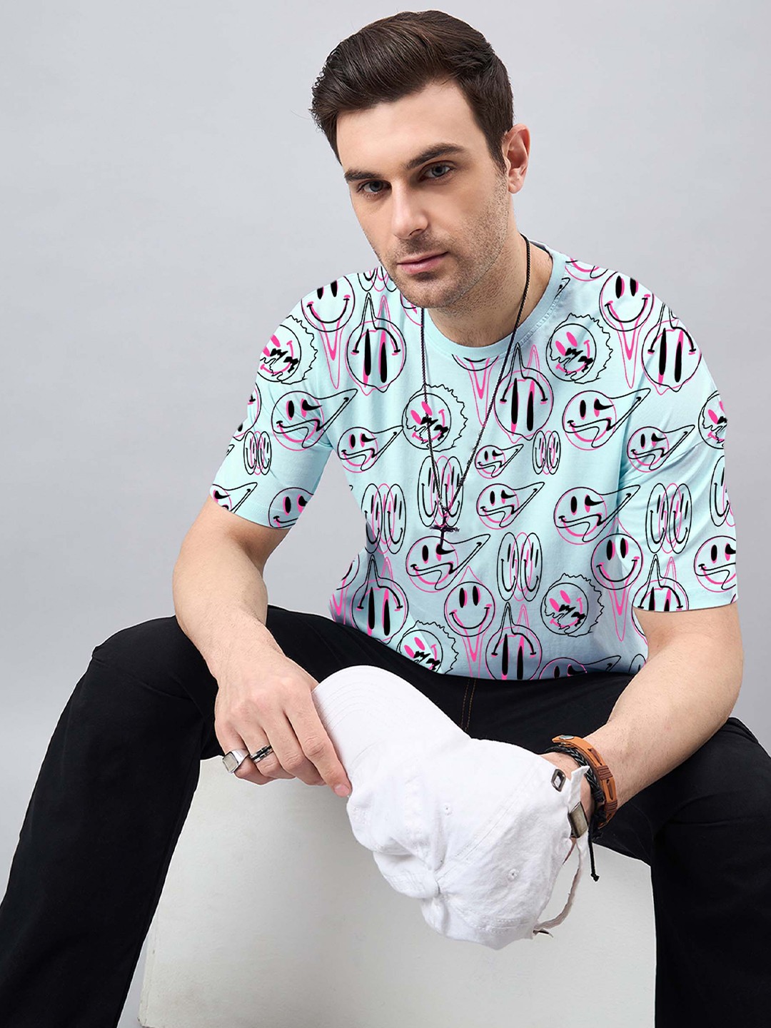 

GESPO Conversational Printed T-shirt, Turquoise blue