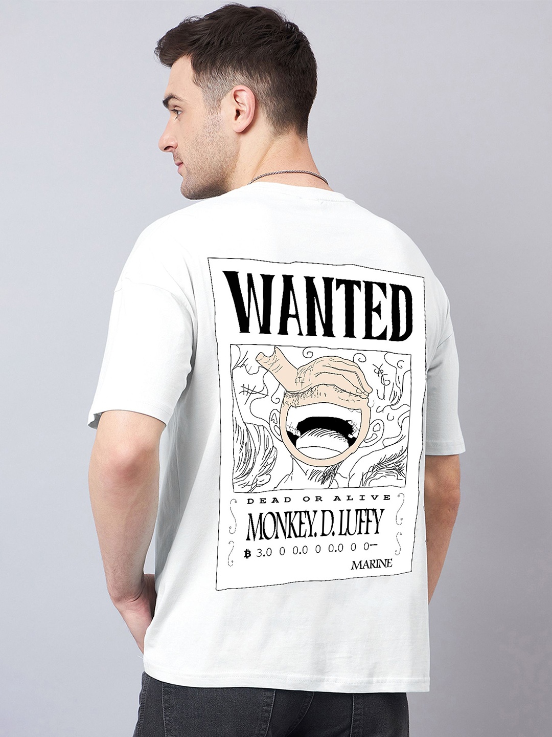 

GESPO Graphic Printed Drop-Shoulder Sleeves Round Neck Cotton T-shirt, White