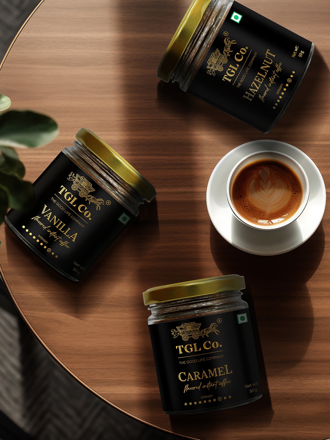 

TGL Co. Pack Of 3 Hazelnut Caramel & Vanilla Flavoured Coffee-150g, Coffee brown