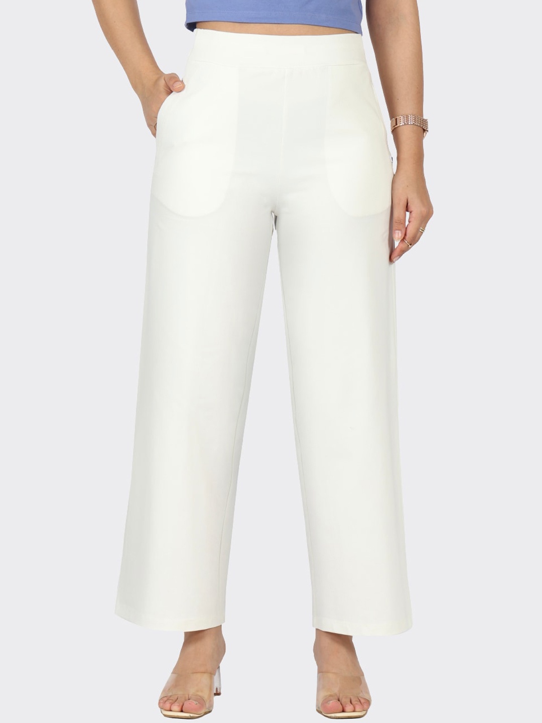 

Blissclub Women Relaxed Straight Leg Loose Fit High-Rise Wide Leg Trouser, White