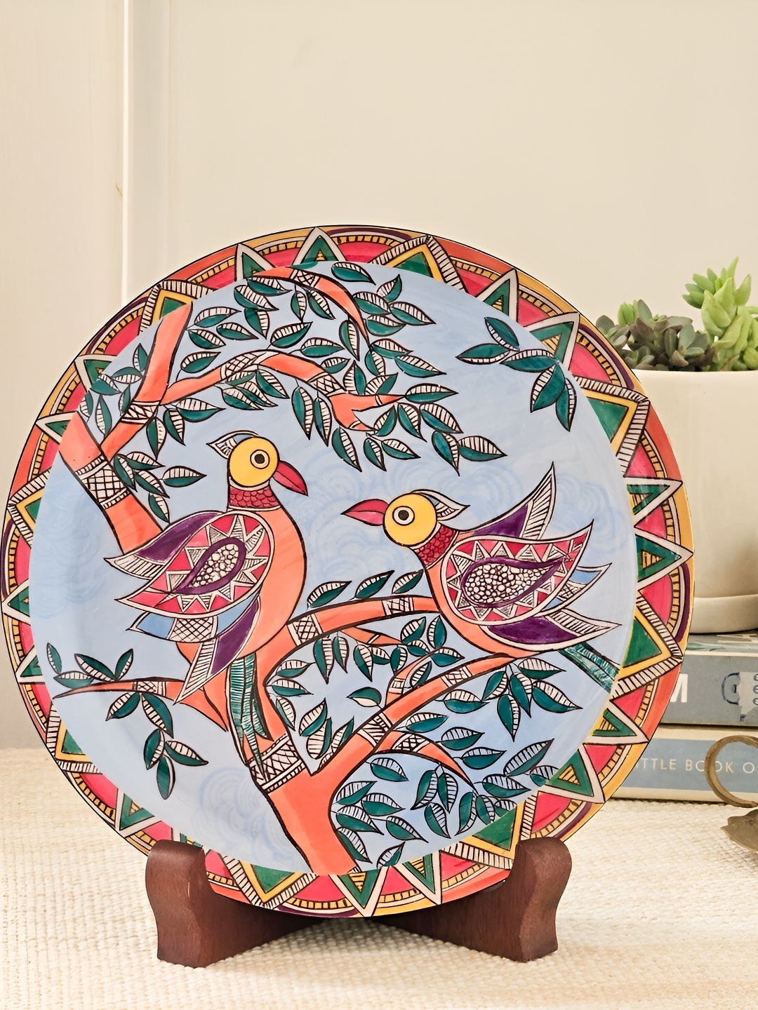 

Ritualistic Grey & Oranger Printed Ceramic Wall Decor Plate