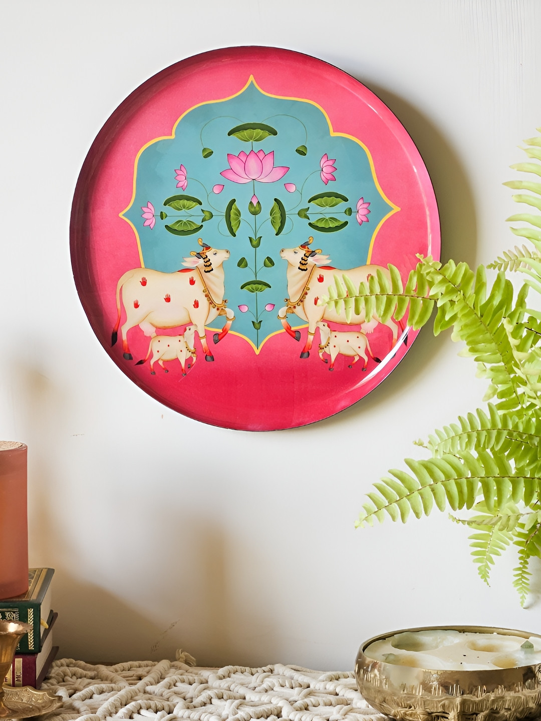 

Ritualistic Pink & Grey Self Designed Wall Decor Plate