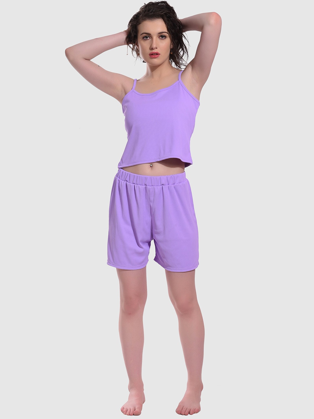 

ESOROUCHA Women Solid Night suit, Purple