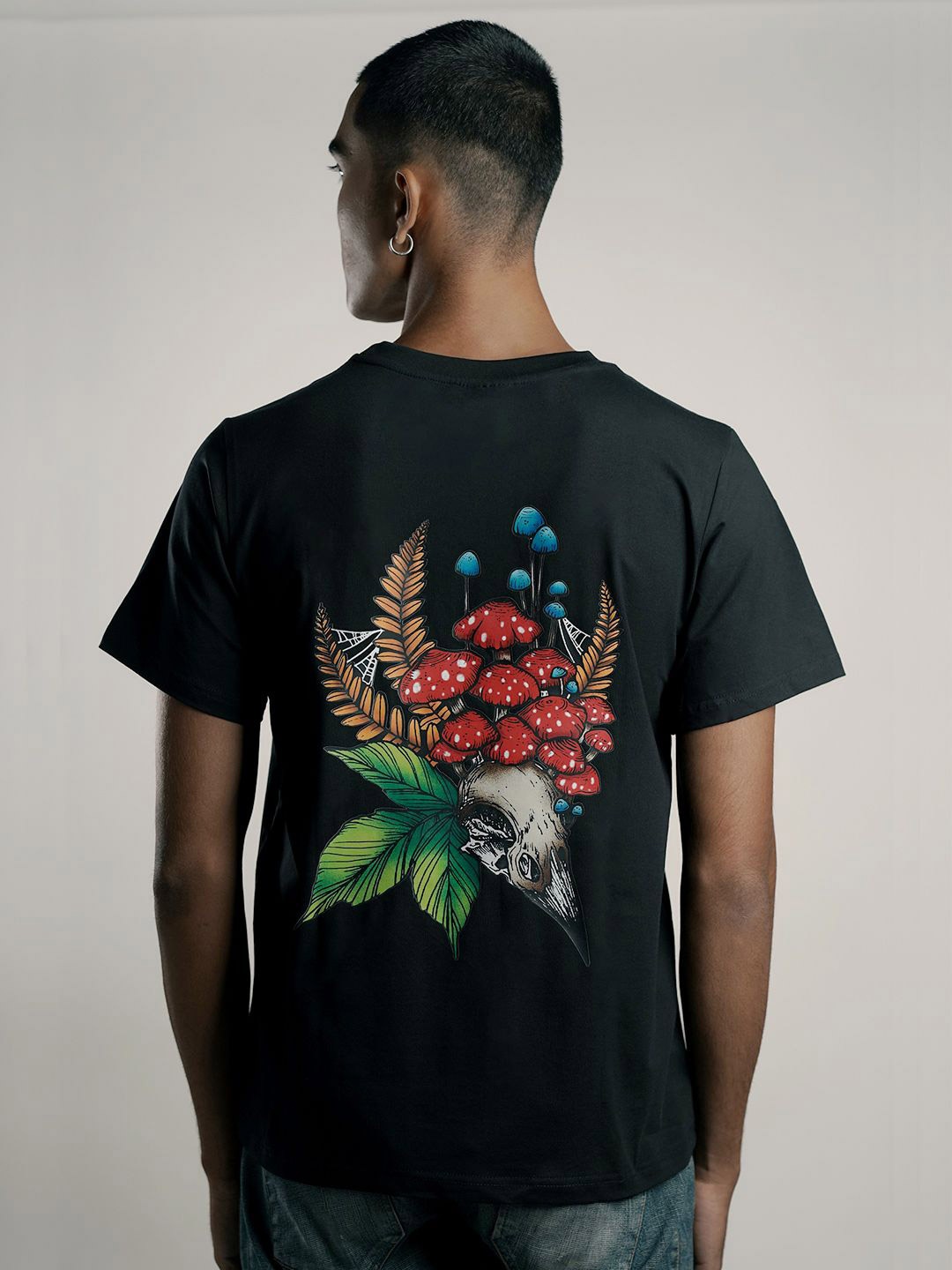 

EKSDEE Men Graphic Printed Round Neck Cotton T-shirt, Black