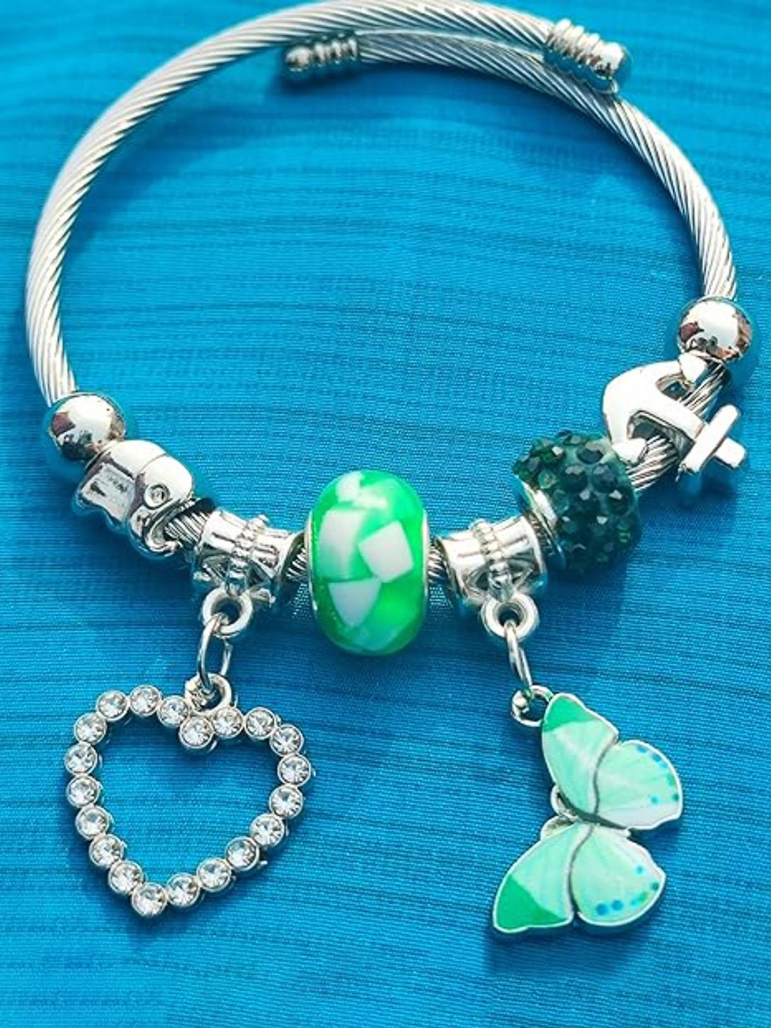 

DN Creation Women Oxidised Charm Bracelet, Silver
