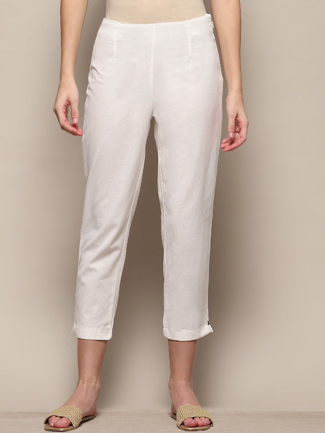 

Biba Women Relaxed Straight Leg Pleated Trouser, White