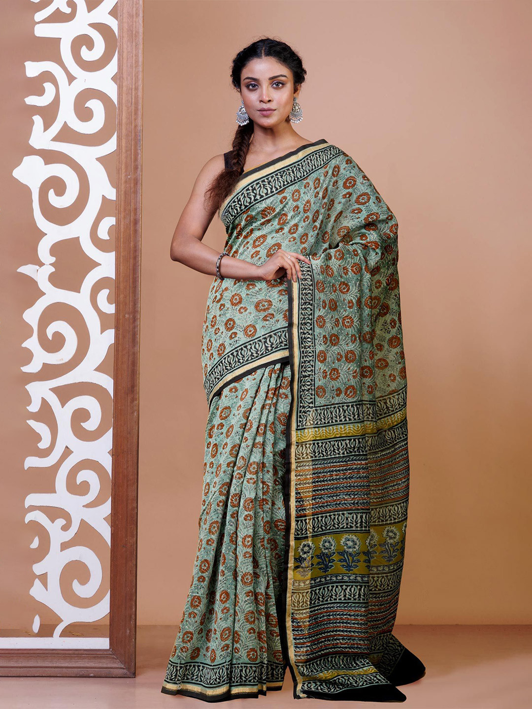 

Unnati Silks Zari Silk Cotton Chanderi Saree, Blue