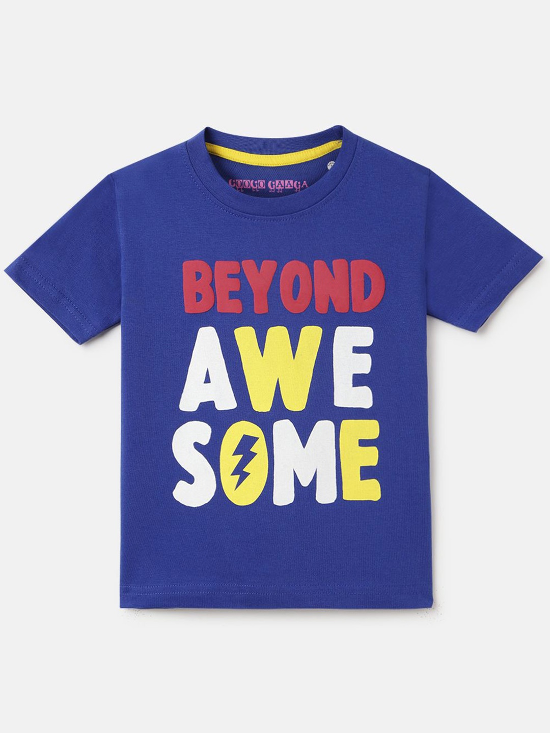 

Googo Gaaga Boys Typography Printed Round Neck Short Sleeves Cotton T-shirt, Blue