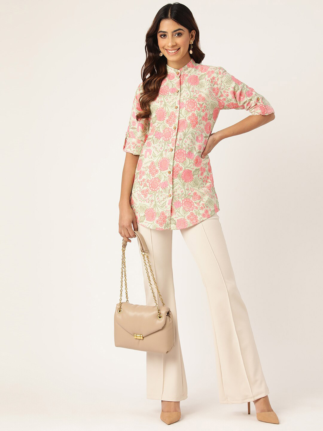 

Molcha Women Floral Printed Casual Shirt, Green