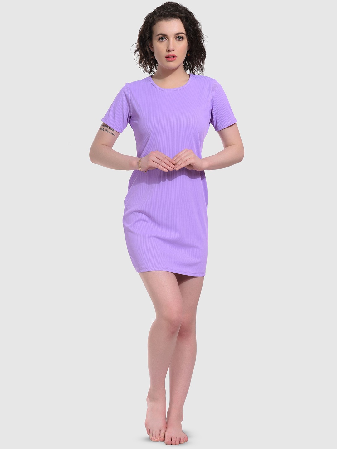 

ESOROUCHA solid Everyday Nightdress, Purple