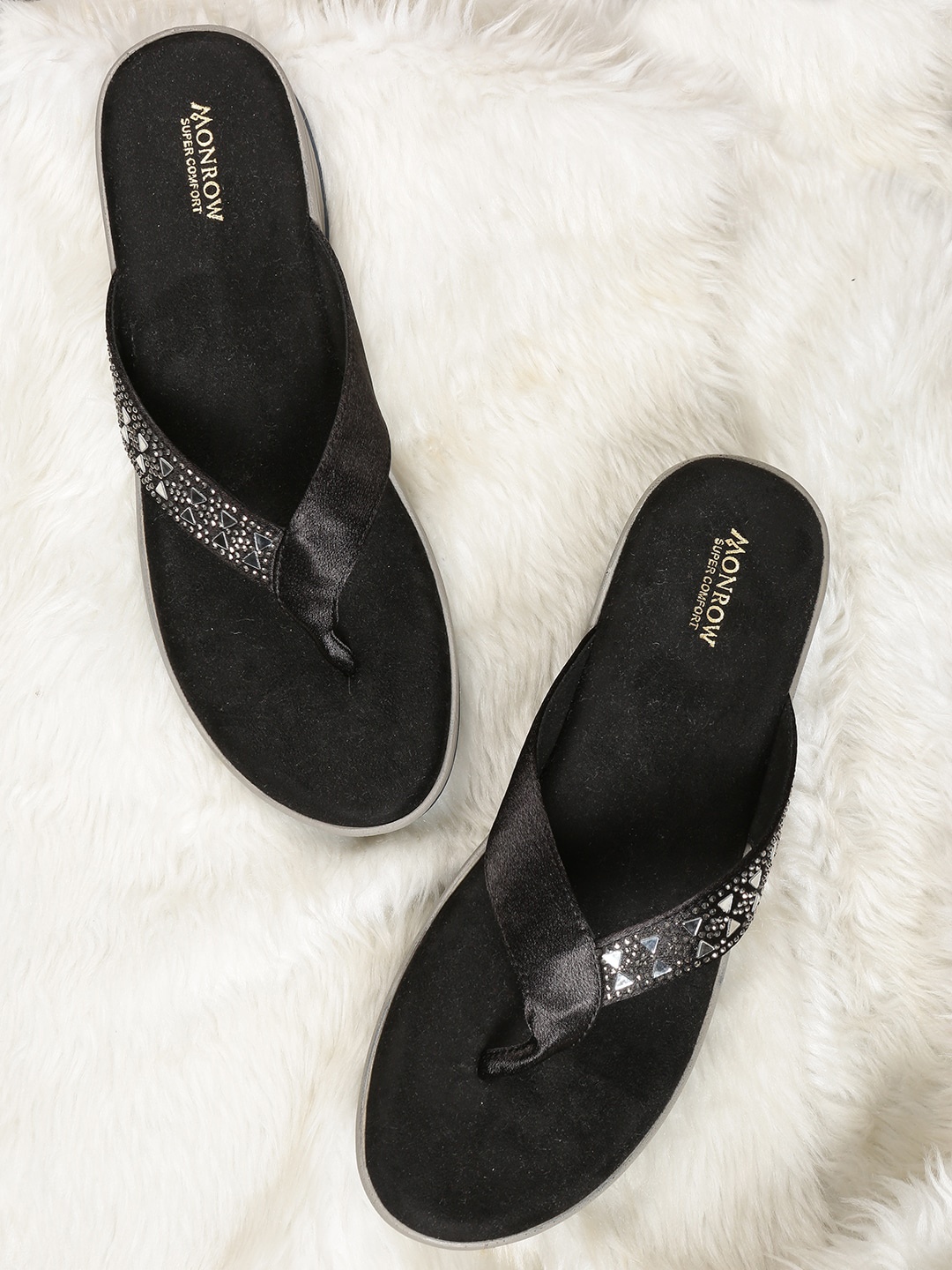 

Monrow Embellished Wedge Heel Sandals, Black