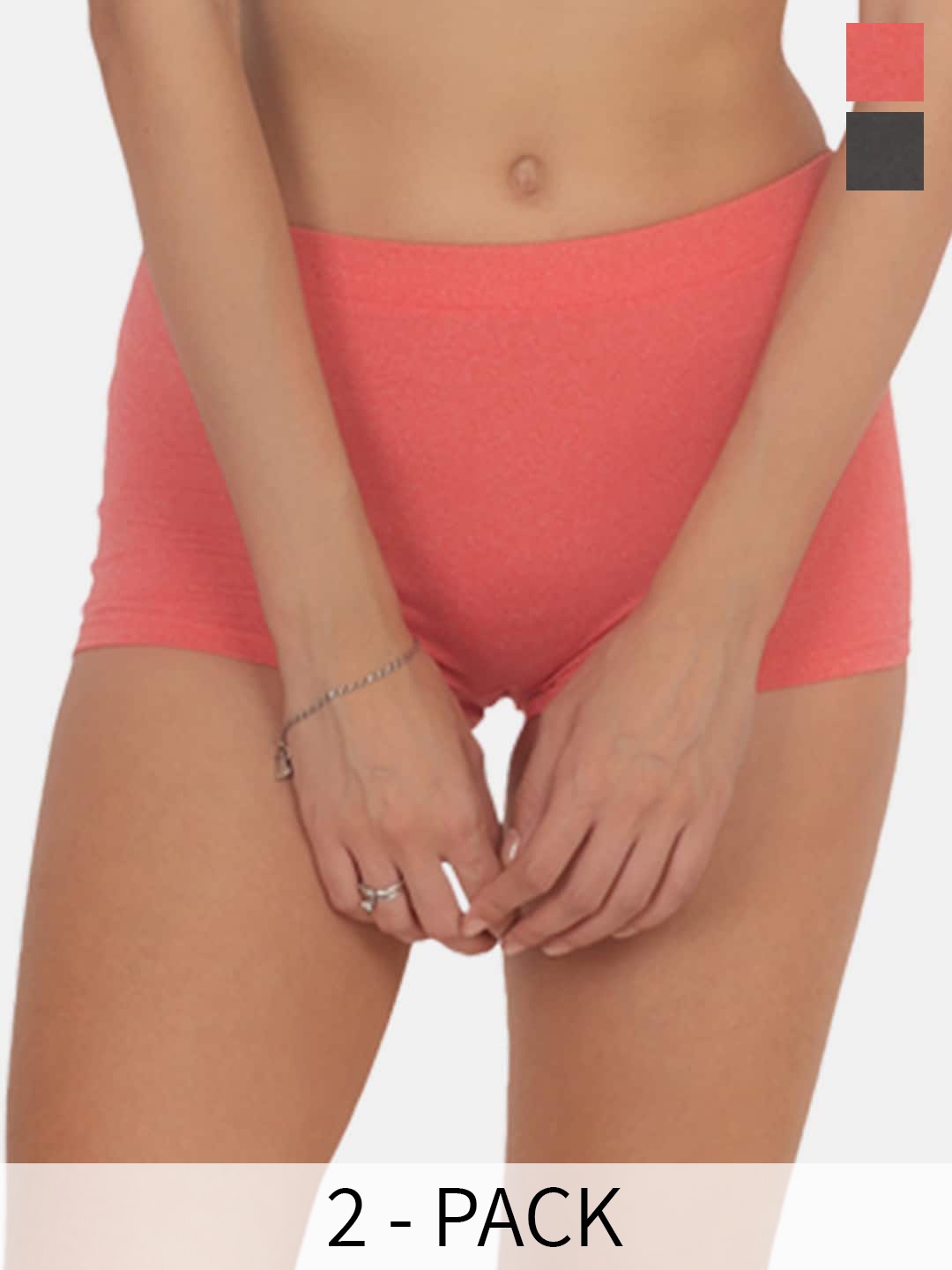 

POOJA RAGENEE Women Pack Of 2 Mid-Rise Boy Shorts Briefs, Peach