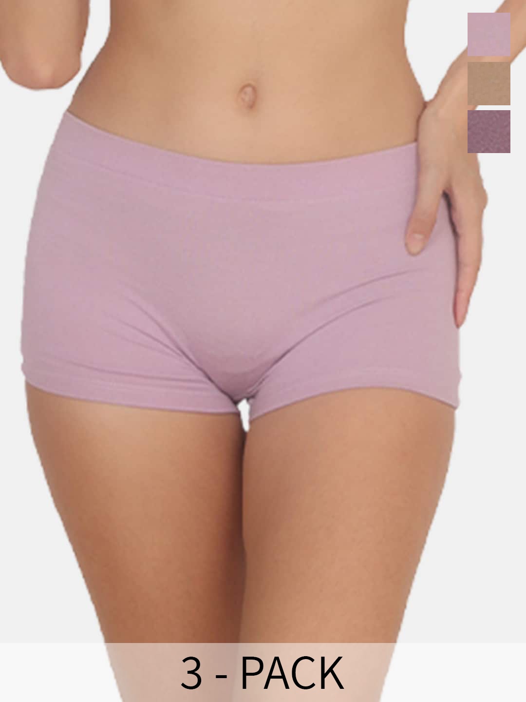 

POOJA RAGENEE Pack Of 3 Cotton Boyshorts Briefs PQ5026_3P_PUR_SK_PCH_S, Purple
