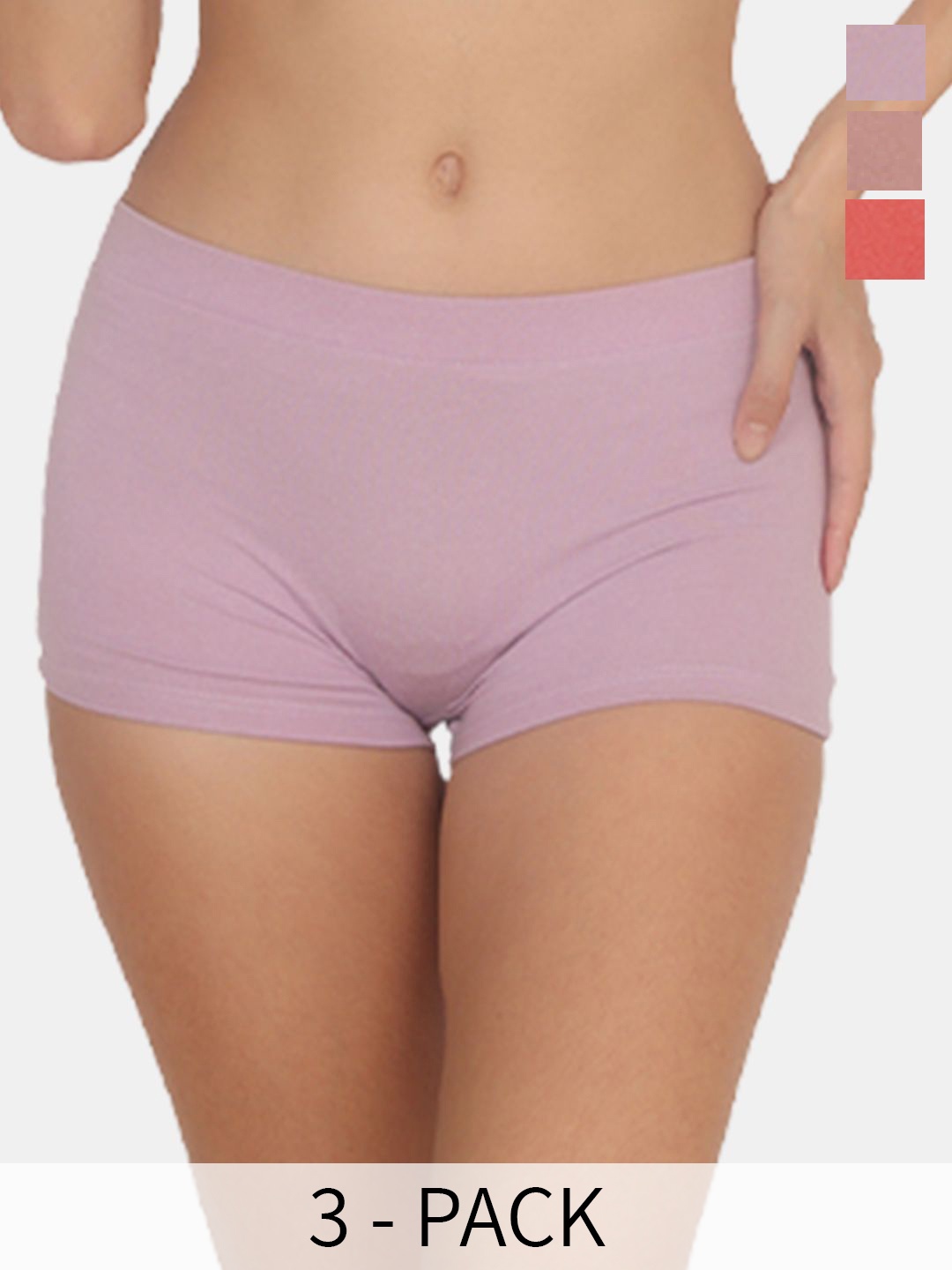 

POOJA RAGENEE Women Pack Of 3 Mid-Rise Boy Shorts Briefs, Mauve