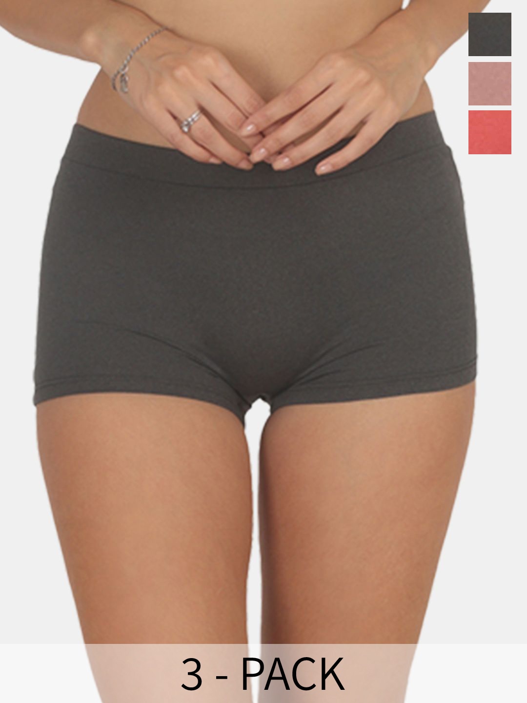 

POOJA RAGENEE Pack Of 3 Cotton Boyshorts Briefs PQ5026_3P_BL_BPK_CRL_S, Black
