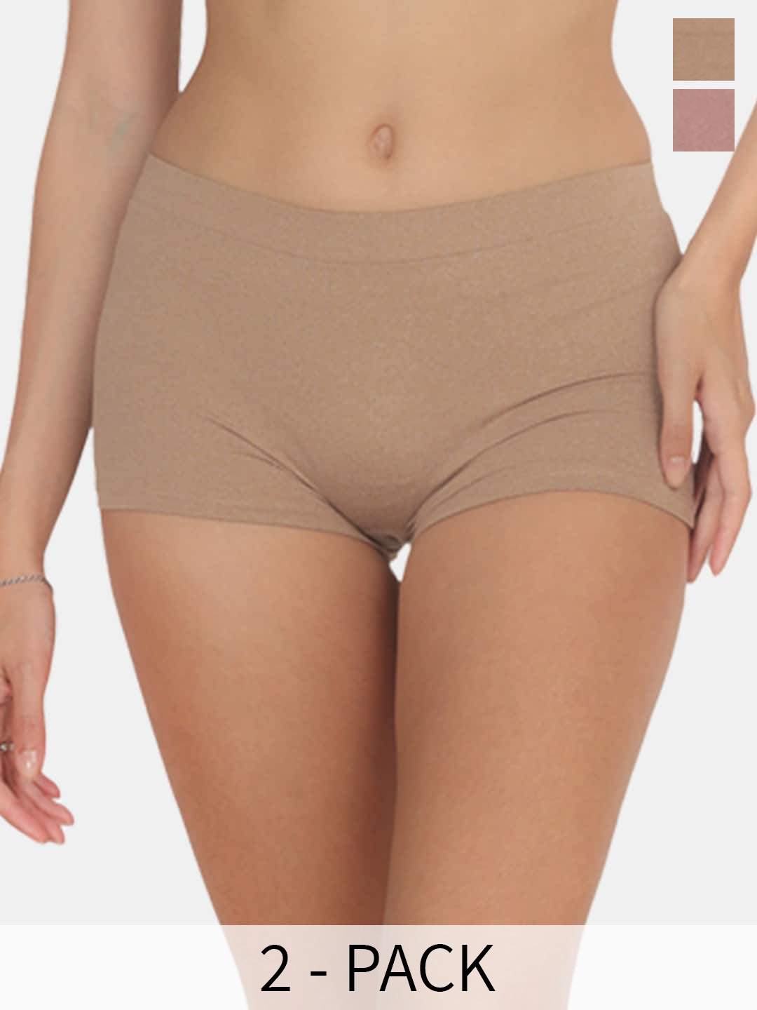

POOJA RAGENEE Pack Of 2 Cotton Boyshorts Briefs, Beige
