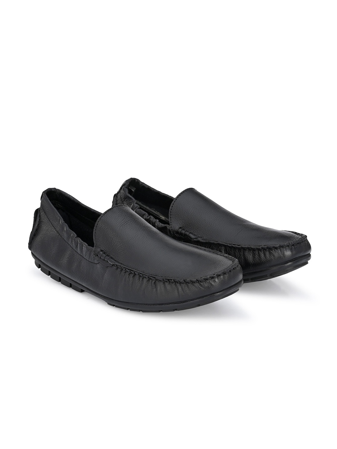 

Egoss Men Leather Loafers, Black