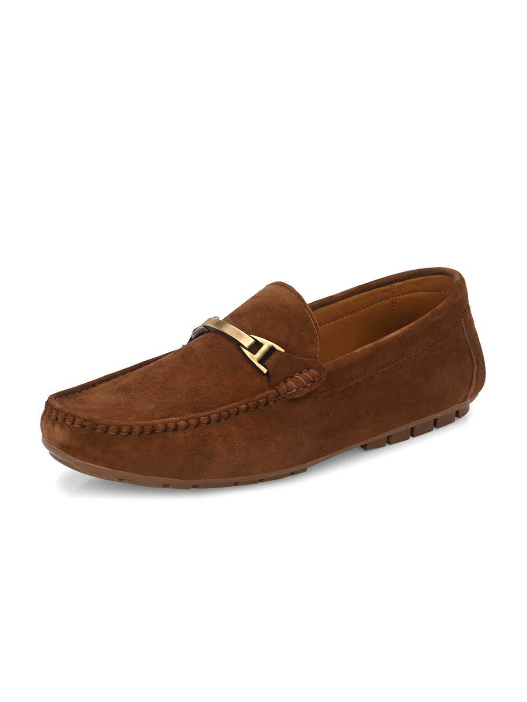 

Egoss Men Textured Leather Loafers, Tan