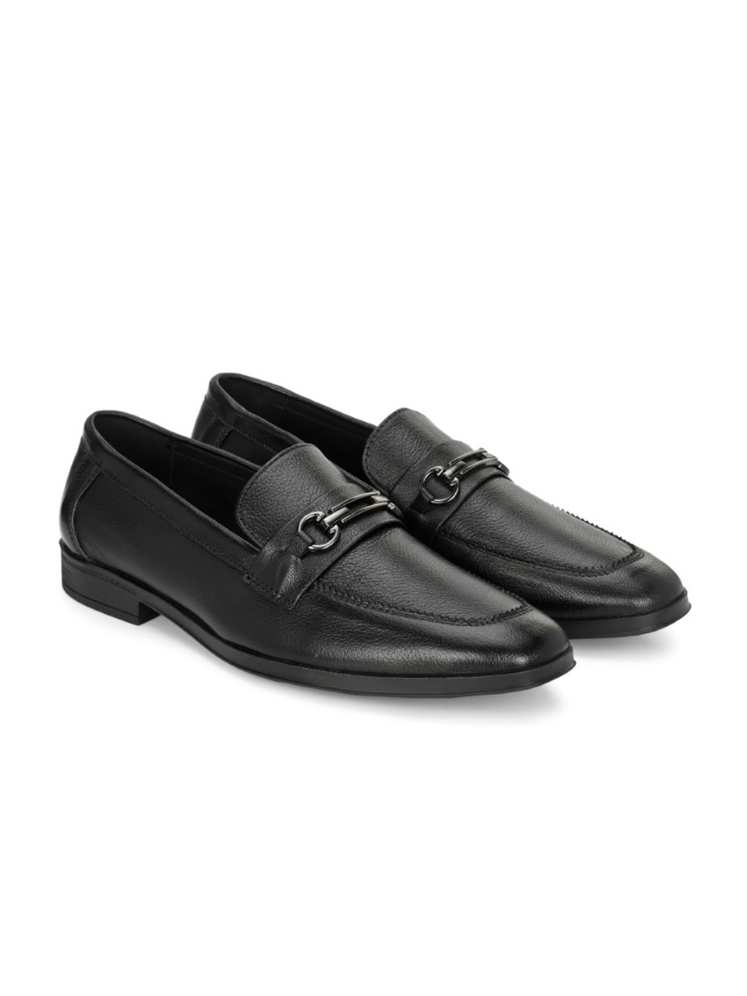 

Egoss Men Solid Leather Lightweight Loafers, Black