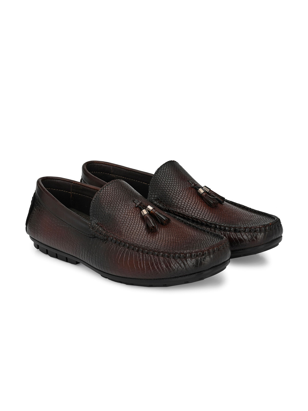 

Egoss Men Leather Formal Loafers, Brown