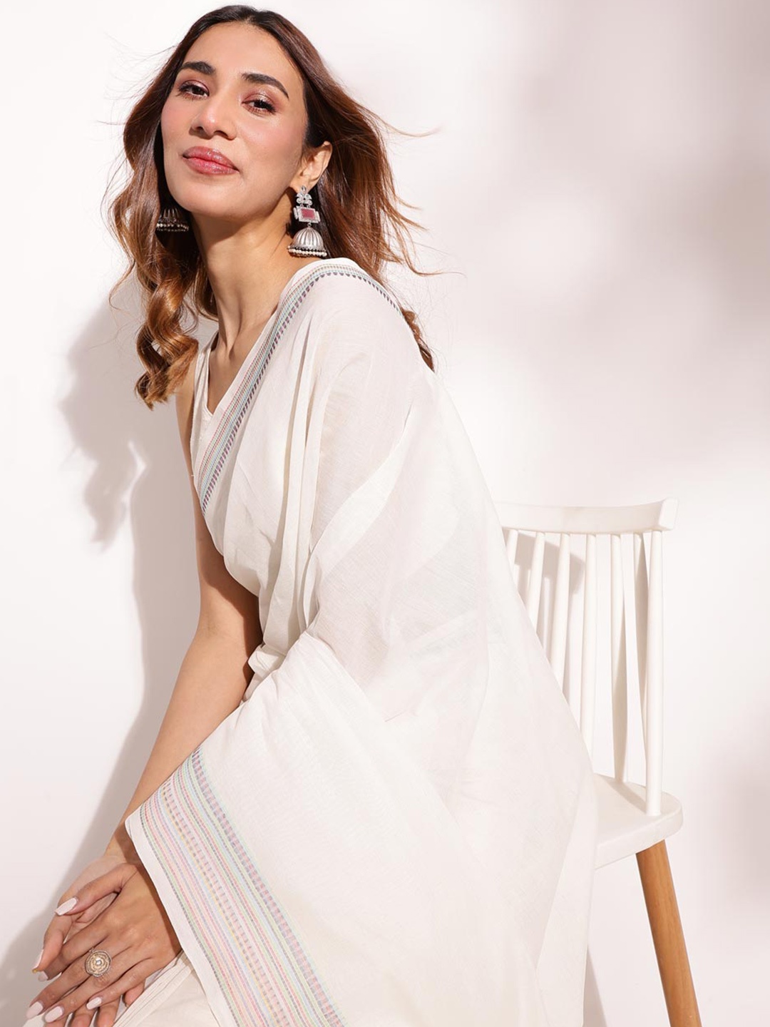 

Fabindia Pure Cotton Saree, Off white