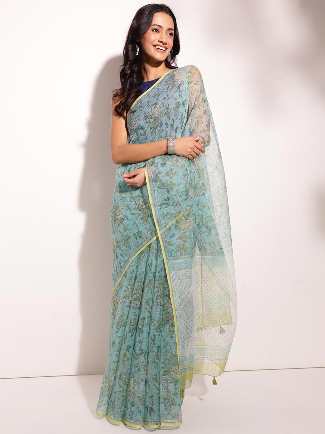 

Fabindia Ethnic Motifs Silk Cotton Saree, Blue