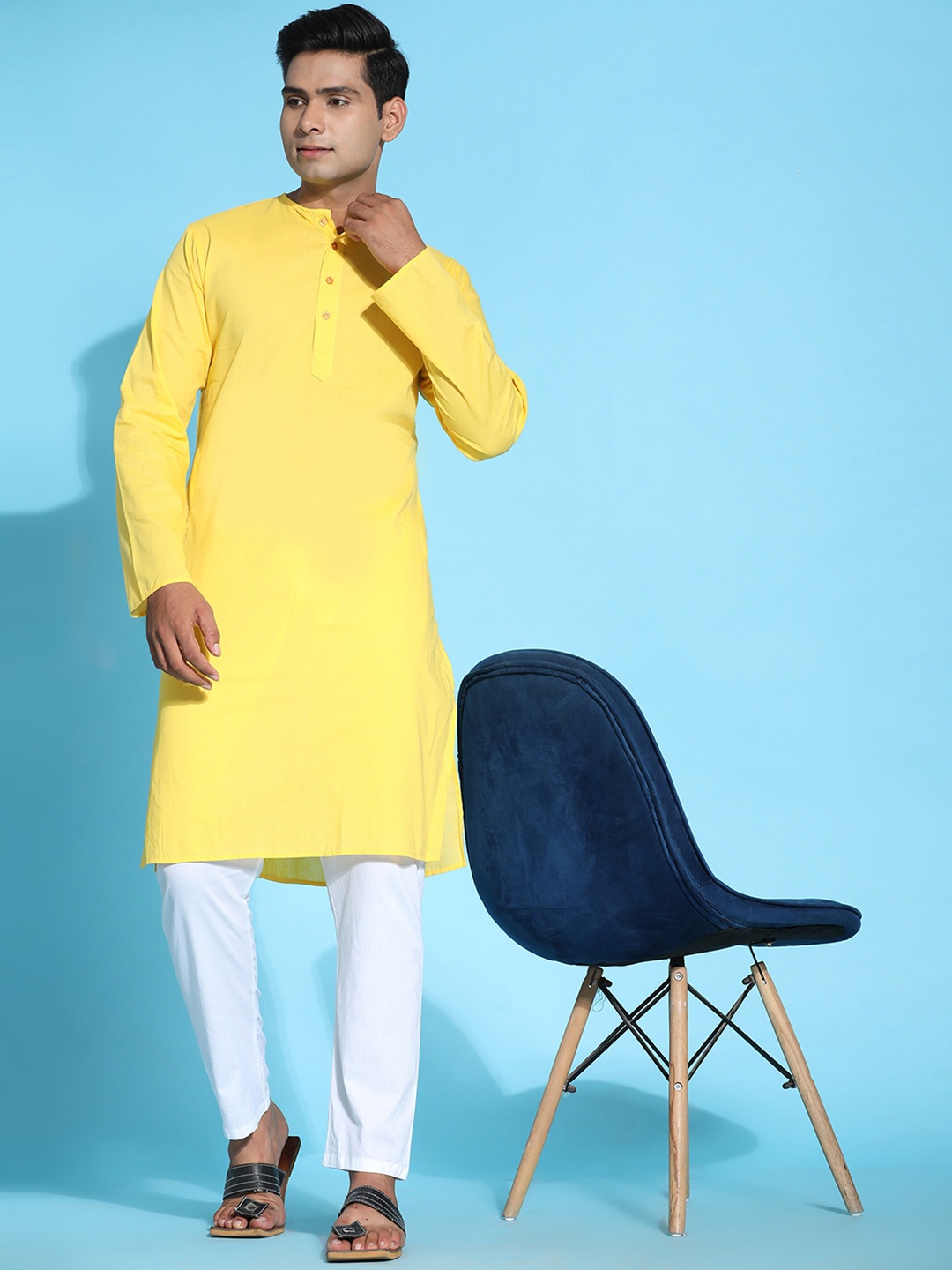 

Enciger Round Neck Long Sleeves Pure Cotton Kurta with Pyjamas, Gold