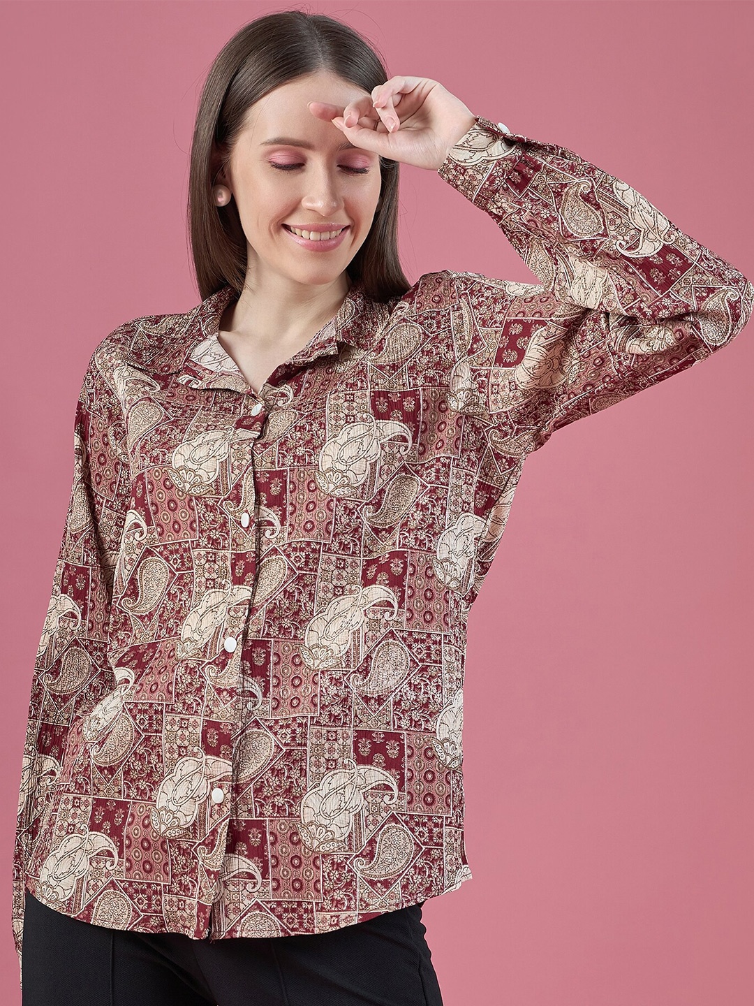 

DressBerry Smart Paisely Printed Casual Shirt, Maroon
