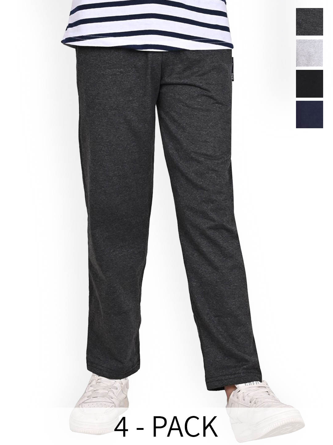 

BAESD Boys Pack Of 4 Mid-Rise Track Pants, Grey melange