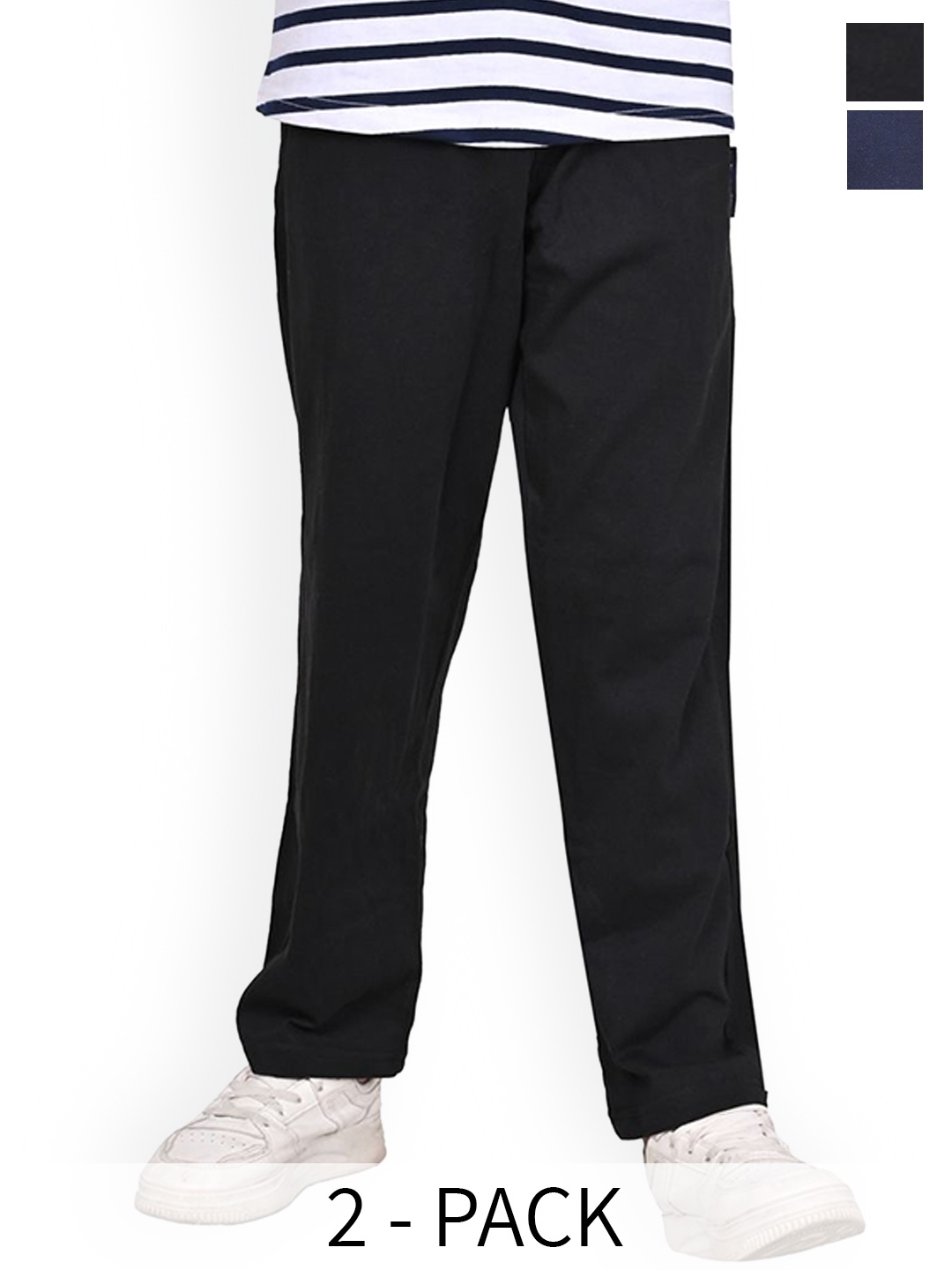 

BAESD Pack Of 2 Mid-Rise Relaxed Fit Track Pants, Navy blue