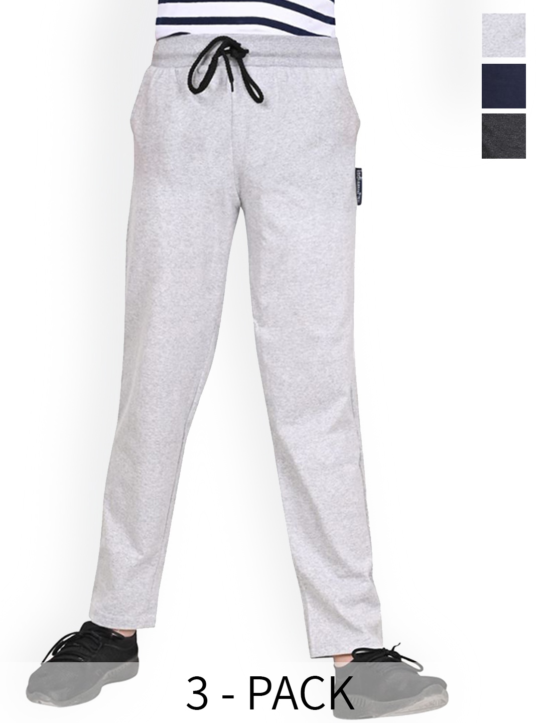 

BAESD Boys Pack Of 3 Mid Rise Track Pants, Grey melange