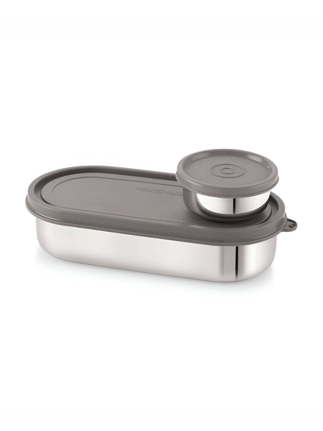

MAGNUS Grey Easy Lock SS Deep Prime Oval Stainless Steel Lunch Box