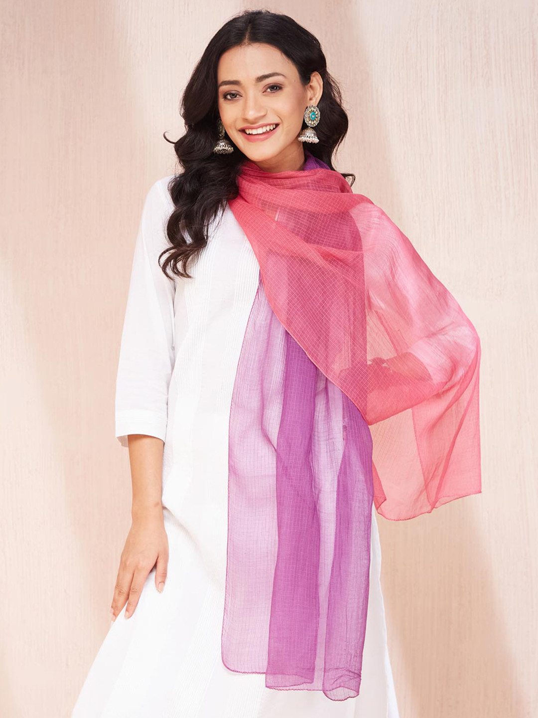 

Fabindia Women Woven Design Stole, Pink