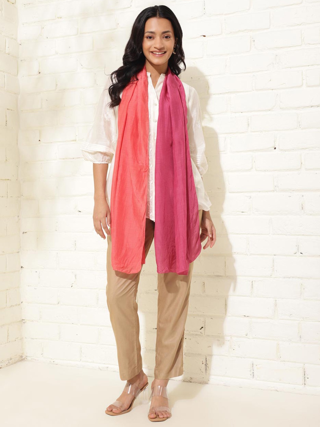 

Fabindia Viscose Woven Stole, Pink