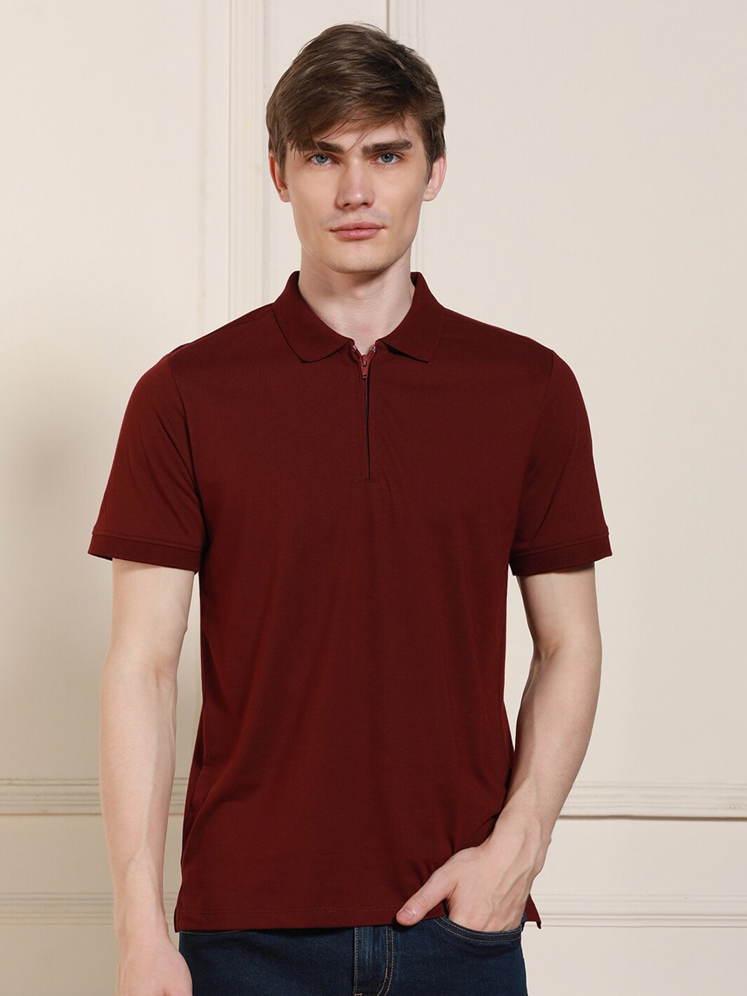 

Dennis Lingo Polo Collar Short Sleeves Regular Fit T-shirt, Maroon