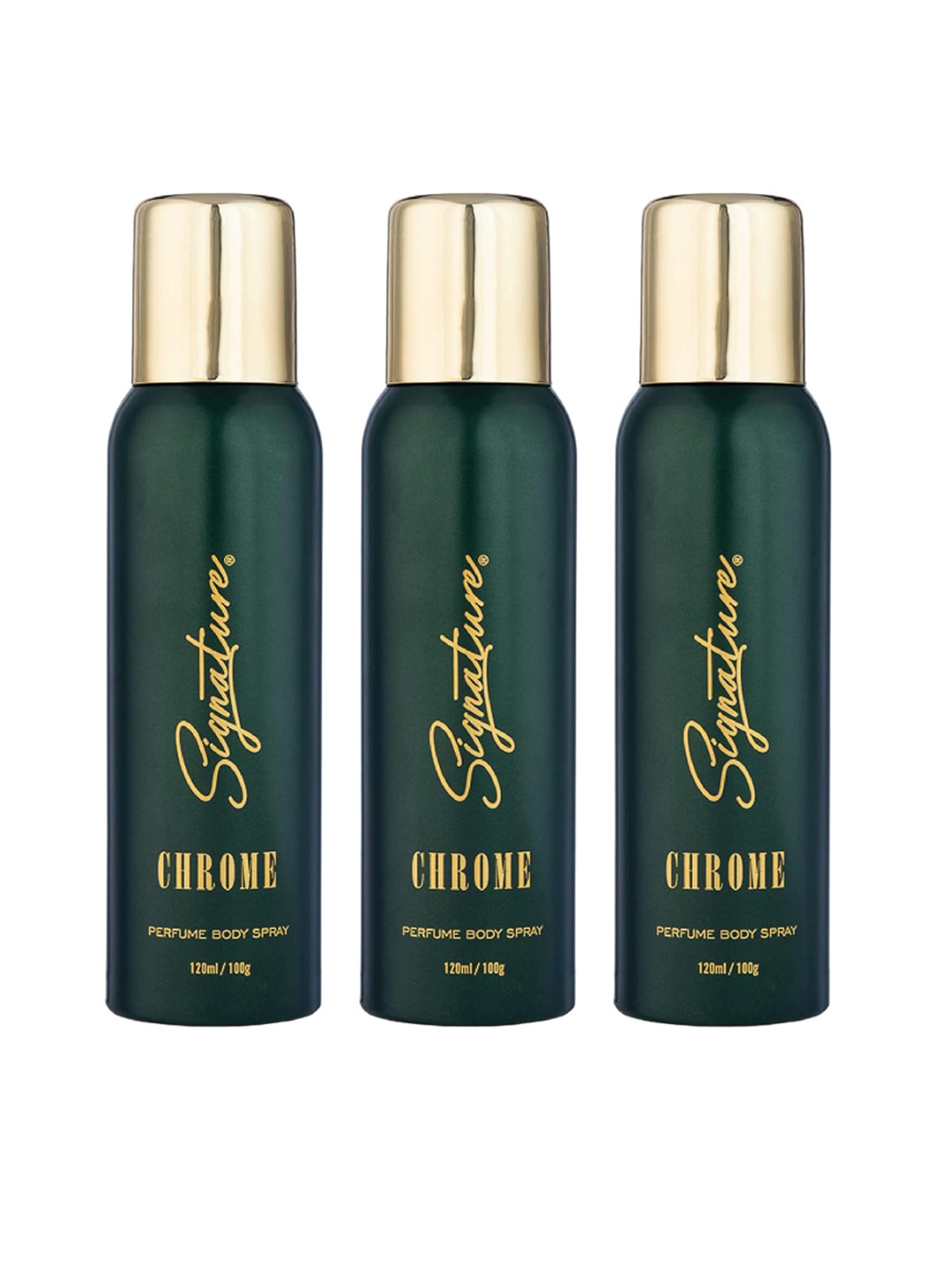 

Signature Chrome Set Of 3 No Gas Perfume Body Spray-100g Each, Green