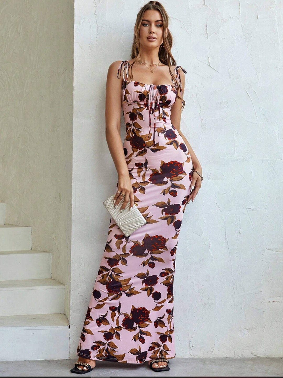 

TANDUL Floral Print Maxi Dress, Pink