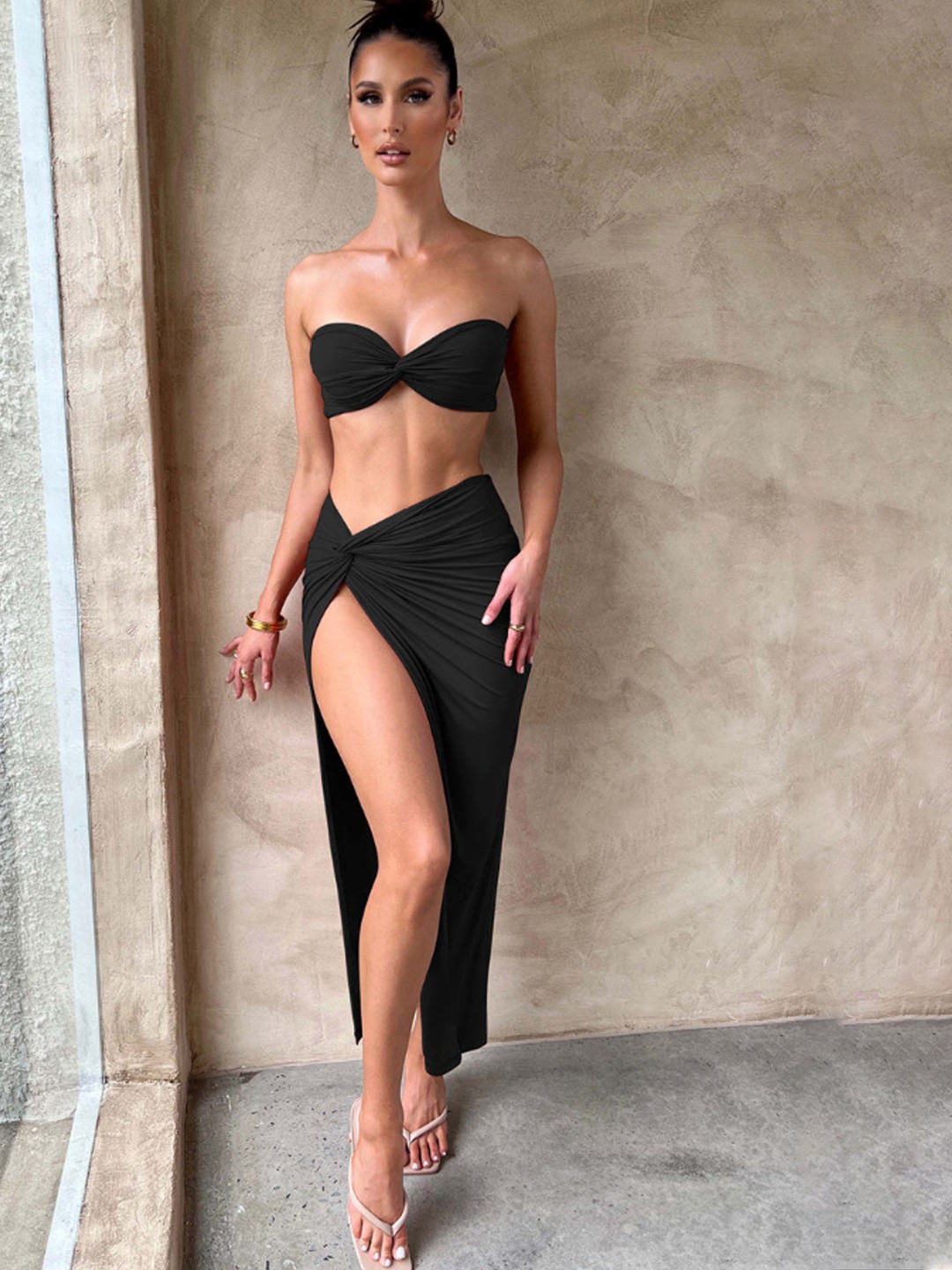 

TANDUL Cut out Maxi Dress, Black
