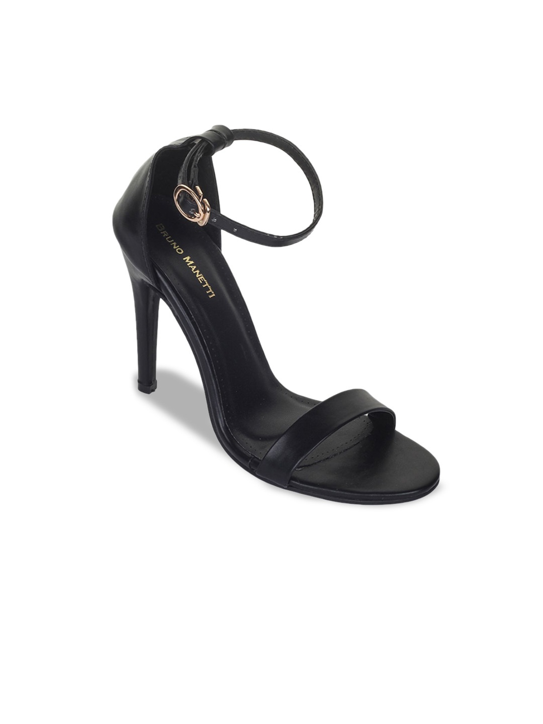 

Bruno Manetti PU Stiletto Heel Sandal with Buckles, Black