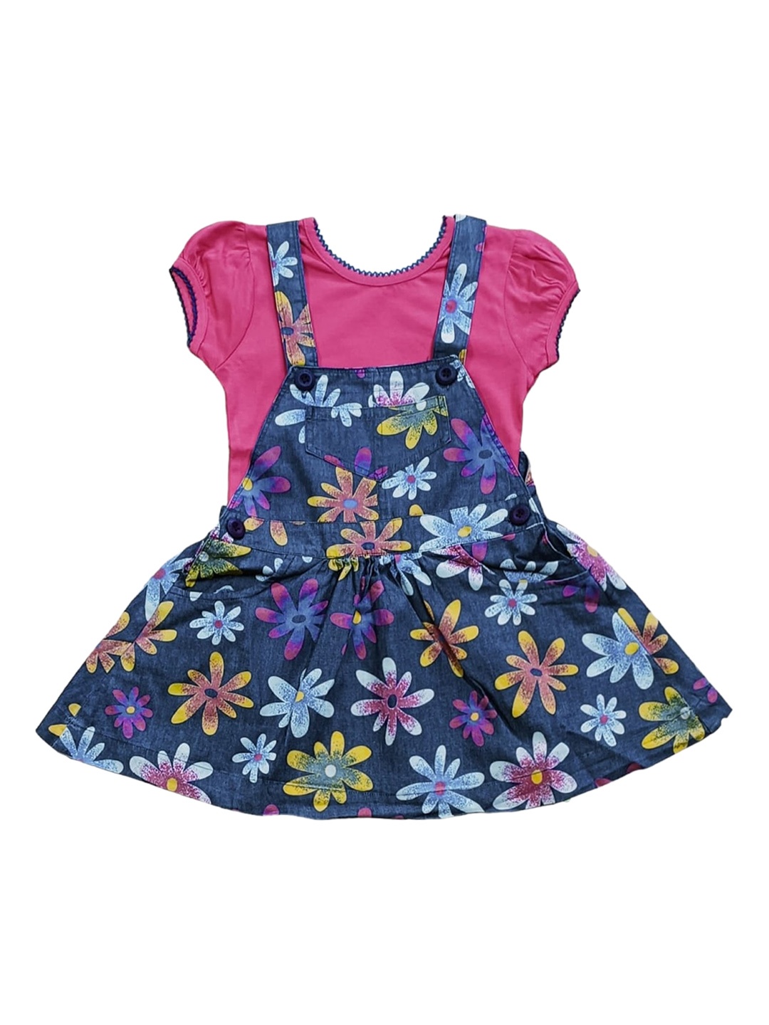

CELEBRITY CLUB Girls Floral Cotton Dungarees, Pink