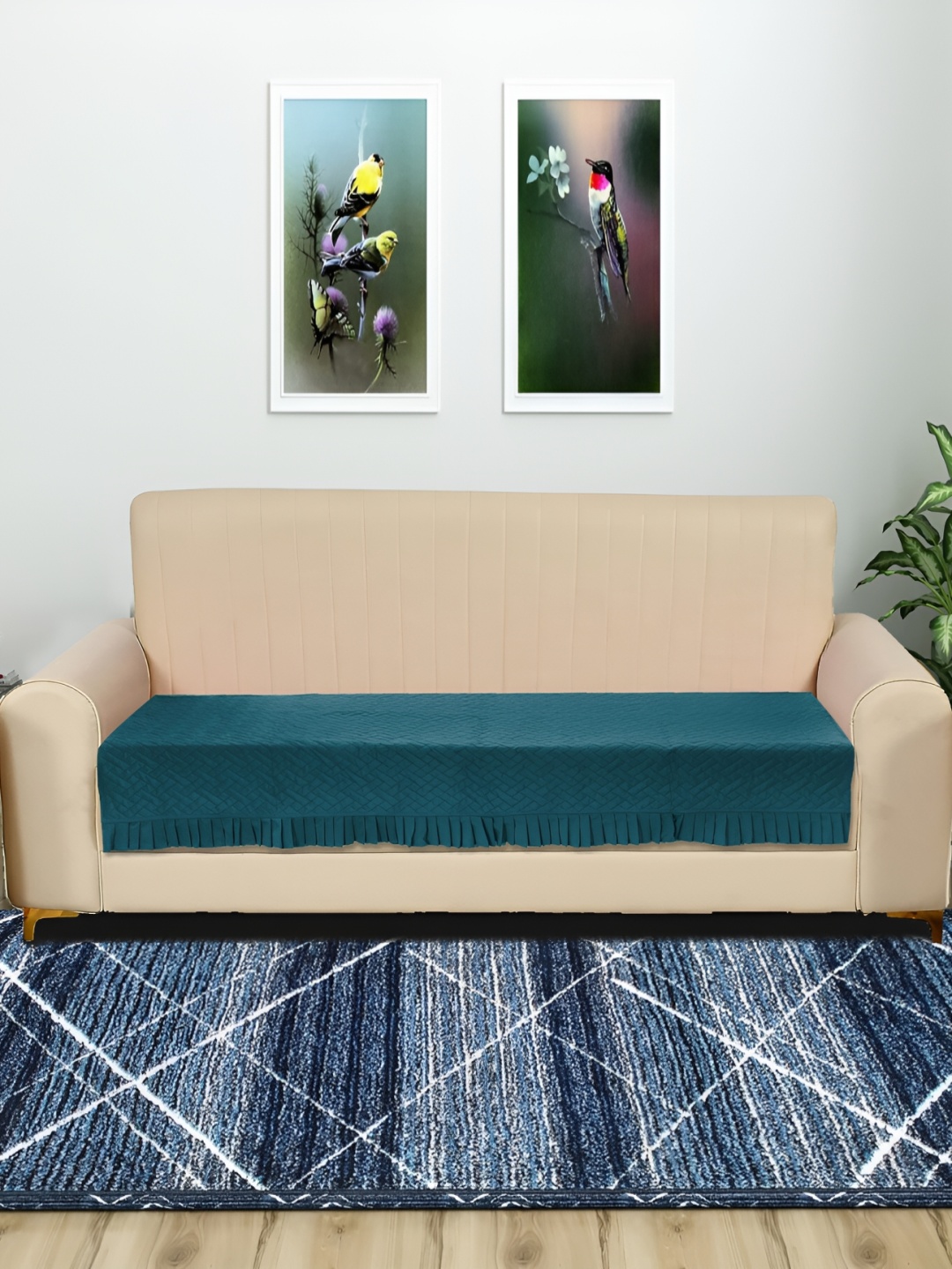 

RRC Green Solid Velvet 3 Seater Sofa Cover