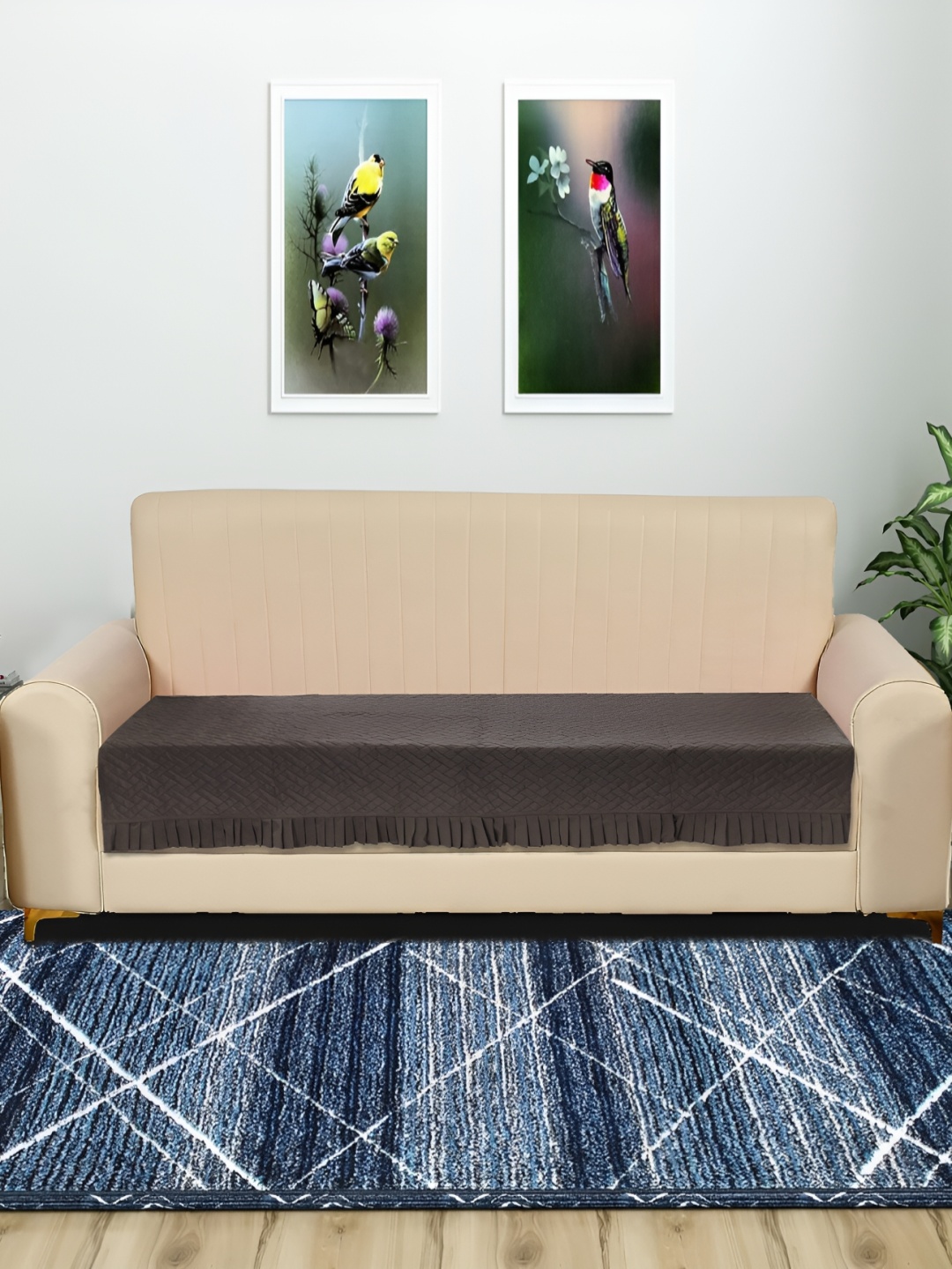 

RRC Brown Solid Velvet 3 Seater Sofa Cover
